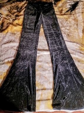 Source Unknown Black Velvet Wide-Leg Pants